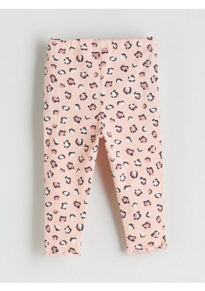 Lcw Baby Ekru Bisiklet Yaka Çiçek Desenli Kız Bebek Bluz ve Tayt 2'li Takım