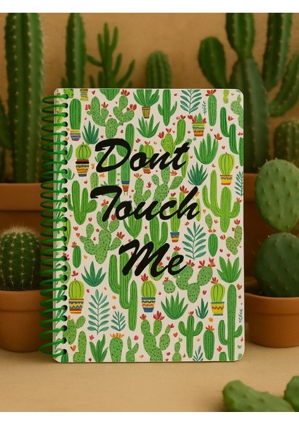 Kaktüs Desenli Spiral Çizgili Defter – 80 Yaprak / 160 Sayfa – 18X24 cm