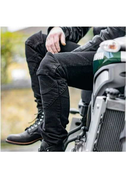 Motosiklet Pantolonu Likralı Esnek Kumaş Korumalı Kevlar Kot Motor Pantolon Jean Siyah fiyatları