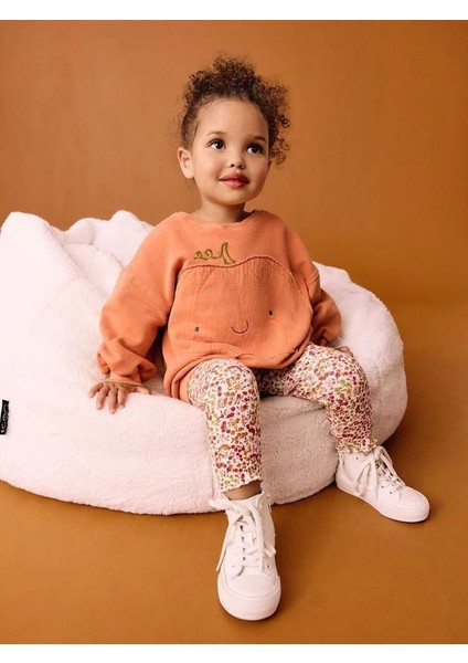 Yeni Sezon Kız Çocuk Baskılı Pamuklu Kumaş Sweatshirt Tayt Alt Üst Takım fiyatları