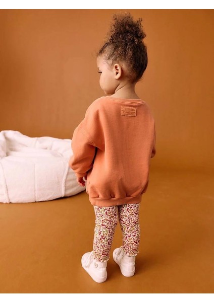 Yeni Sezon Kız Çocuk Baskılı Pamuklu Kumaş Sweatshirt Tayt Alt Üst Takım modelleri