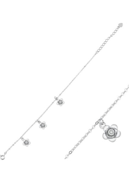 Sallantılı Gümüş Gül Bayan Bileklik