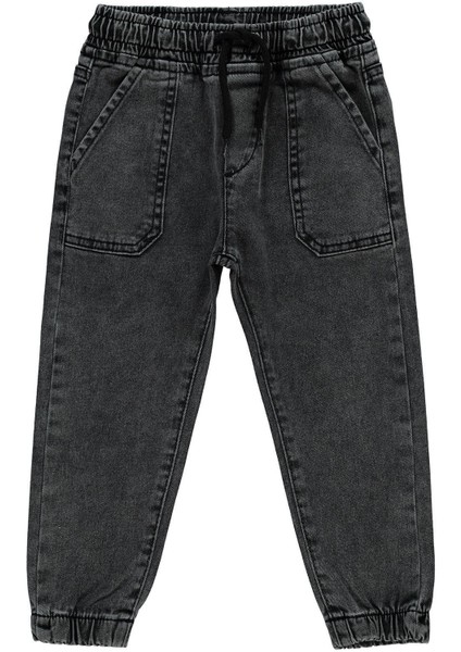 Erkek Çocuk Bel ve Paça Lastikli Baglama Detaylı Siyah Kot Pantolon fiyatları