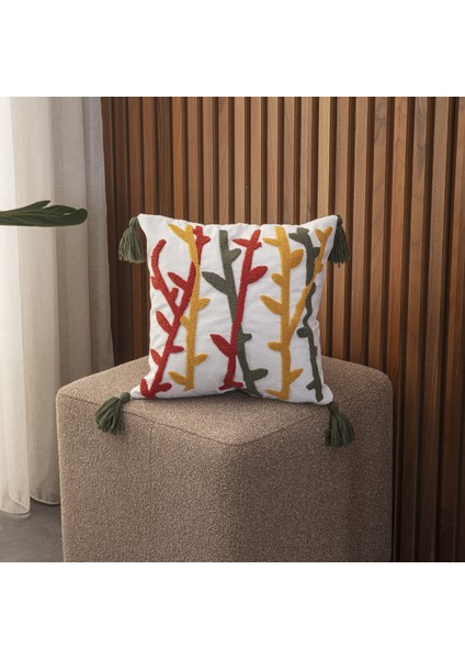 Tekli Punch Işlemeli Nakışlı Dekoratif Premium Kırlent Kılıfı