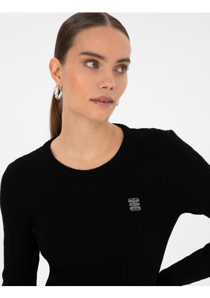 Kadın Siyah Slim Fit Basic Kazak 50317072-VR046 fiyatları