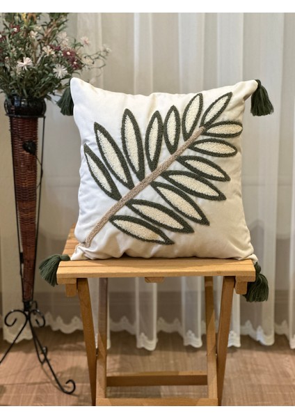 Tekli Punch Işlemeli Nakışlı Dekoratif Premium Kırlent Kılıfı