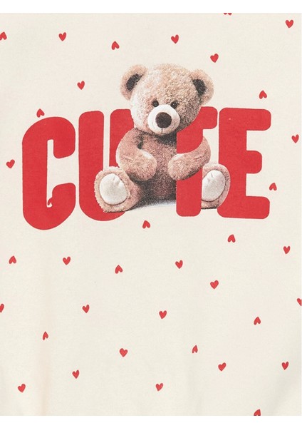 Lcw Kids Ekru Bisiklet Yaka Kalın Baskılı Kız Çocuk Sweatshirt fırsatları