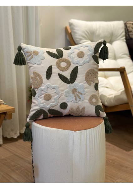 Tekli Punch Işlemeli Nakışlı Dekoratif Premium Kırlent Kılıfı fiyatları