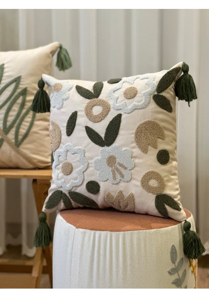 Tekli Punch Işlemeli Nakışlı Dekoratif Premium Kırlent Kılıfı fırsatları