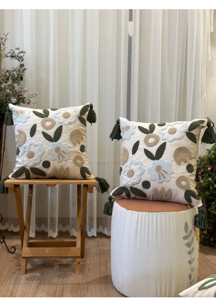 Tekli Punch Işlemeli Nakışlı Dekoratif Premium Kırlent Kılıfı indirimleri