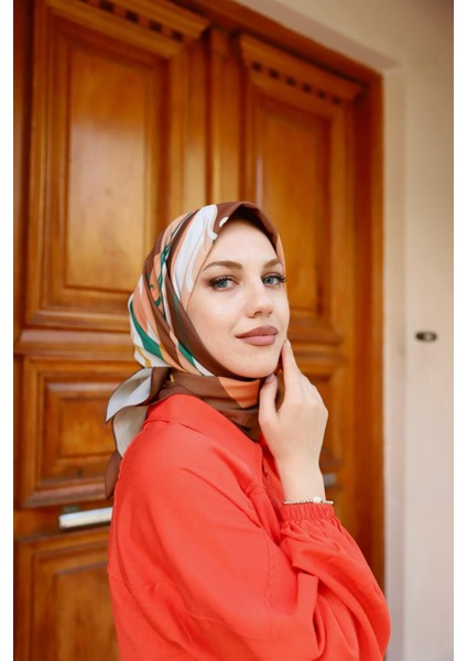Yaz Gülü Eşarp Kahverengi