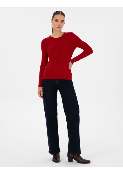 Kadın Kırmızı Ex. Slim Fit Kazak 50316334-VR030 fırsatları