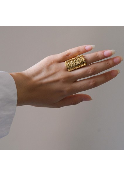 Çelik Yüzük Altın Kaplama Dorikalı Kaburga YZK-484 fiyatları