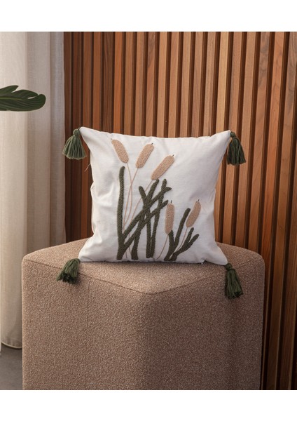 Tekli Punch Işlemeli Nakışlı Dekoratif Premium Kırlent Kılıfı