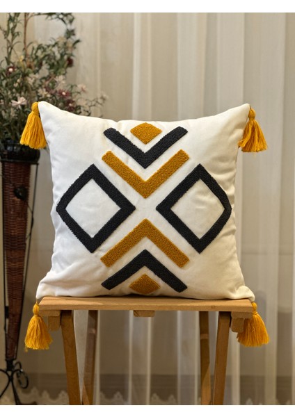 Tekli Punch Işlemeli Nakışlı Dekoratif Premium Kırlent Kılıfı