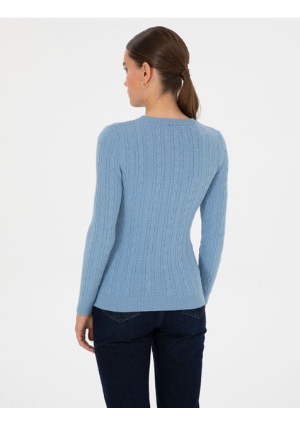 Kadın Açık Mavi Ex. Slim Fit Kazak 50316334-VR003 indirimleri