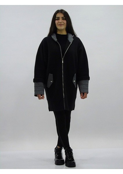 Kapüşonlu Fermuarlı Ceket