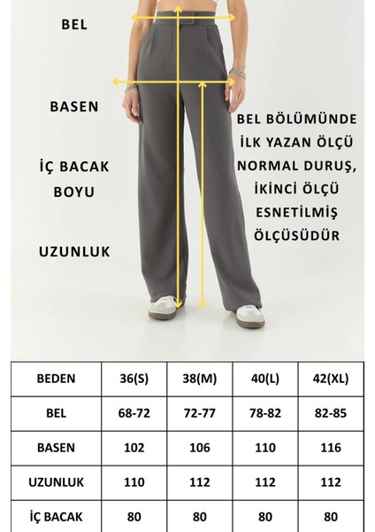 Kadın Beli Cırtlı Palazzo Rahat Pantolon