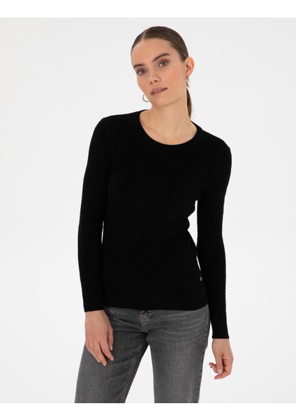 Kadın Siyah Ex. Slim Fit Kazak 50316334-VR046