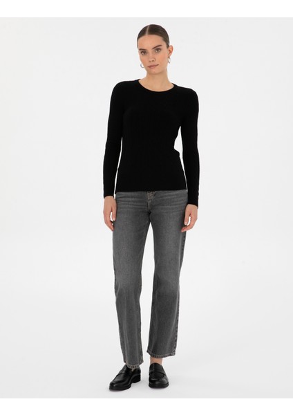 Kadın Siyah Ex. Slim Fit Kazak 50316334-VR046 fırsatları