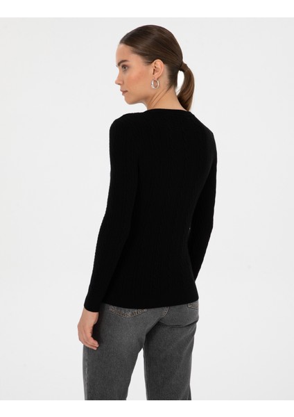 Kadın Siyah Ex. Slim Fit Kazak 50316334-VR046 indirimleri