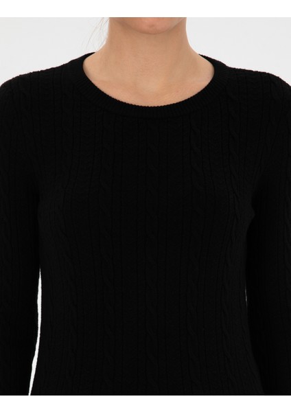 Kadın Siyah Ex. Slim Fit Kazak 50316334-VR046