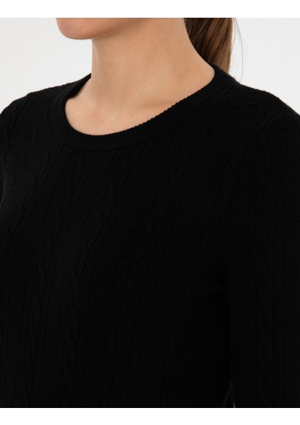 Kadın Siyah Ex. Slim Fit Kazak 50316334-VR046