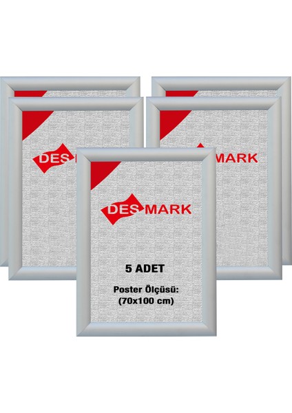 5 Adet 25 mm B1(70X100) Gönye Köşe Alüminyum Aç-Kapa Çerçeve – Poster Çerçevesi (Gümüş Eloksallı)