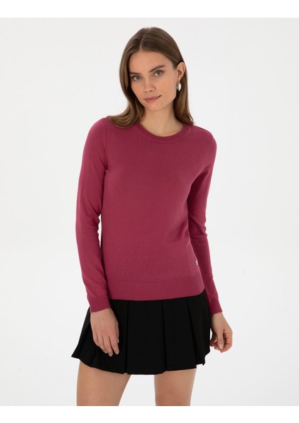 Kadın Gül Kurusu Slim Fit Basic Kazak 50315758-VR026