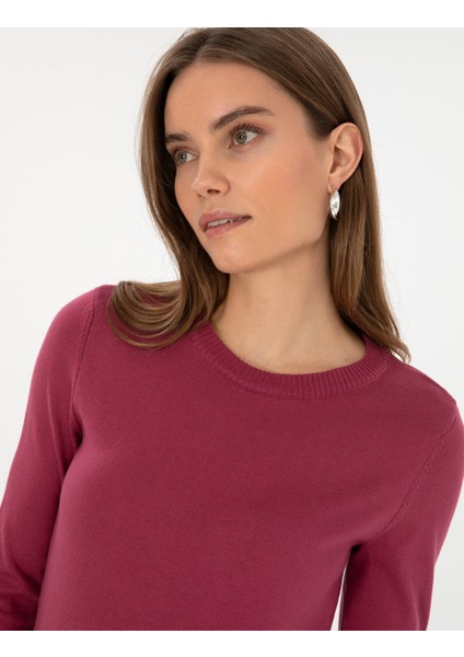 Kadın Gül Kurusu Slim Fit Basic Kazak 50315758-VR026 fiyatları