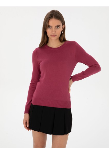 Kadın Gül Kurusu Slim Fit Basic Kazak 50315758-VR026 modelleri