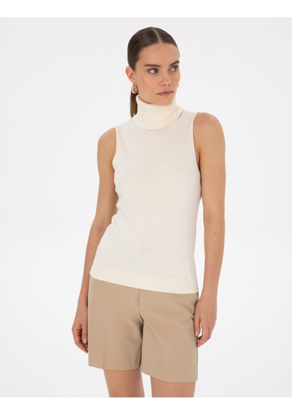 Kadın Ekru Slim Fit Kazak 50316336-VR019