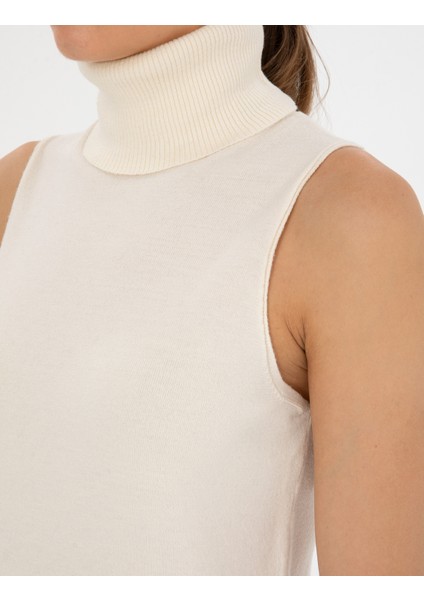 Kadın Ekru Slim Fit Kazak 50316336-VR019