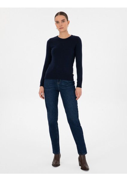 Kadın Lacivert Slim Fit Basic Kazak 50315758-VR033 fırsatları