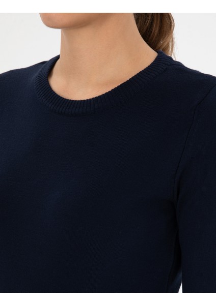 Kadın Lacivert Slim Fit Basic Kazak 50315758-VR033