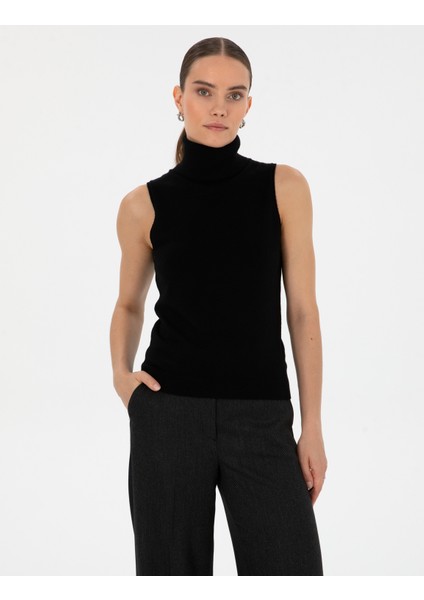 Kadın Siyah Slim Fit Kazak 50316336-VR046