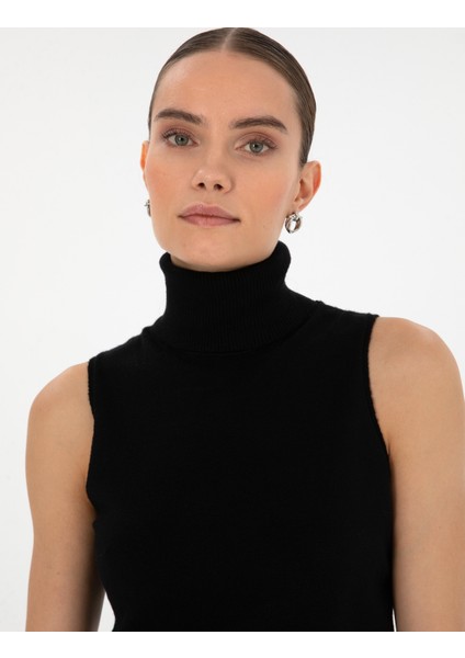 Kadın Siyah Slim Fit Kazak 50316336-VR046 fiyatları