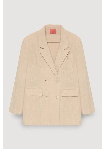 Önü Düğme Detaylı Uzun Kollu Blazer Ceket