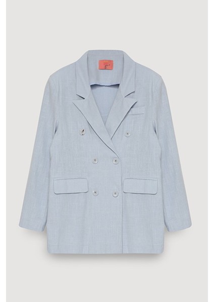 Önü Düğme Detaylı Uzun Kollu Blazer Ceket