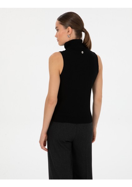 Kadın Siyah Slim Fit Kazak 50316336-VR046 indirimleri