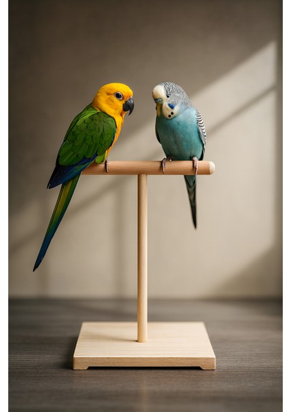 Ahşap T-Stand Kuş Platformu – Doğal, Dayanıklı, Kolay Montaj