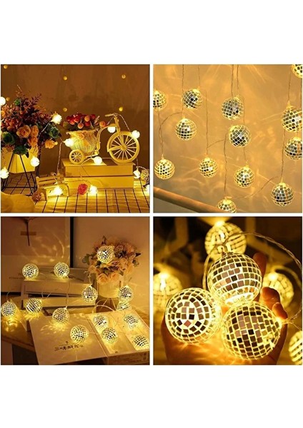 Özel Tasarım Premium Kaliteli Dekoratif Parti Yılbaşı Süsü Pilli 2m 10 LED Disko Toplu LED