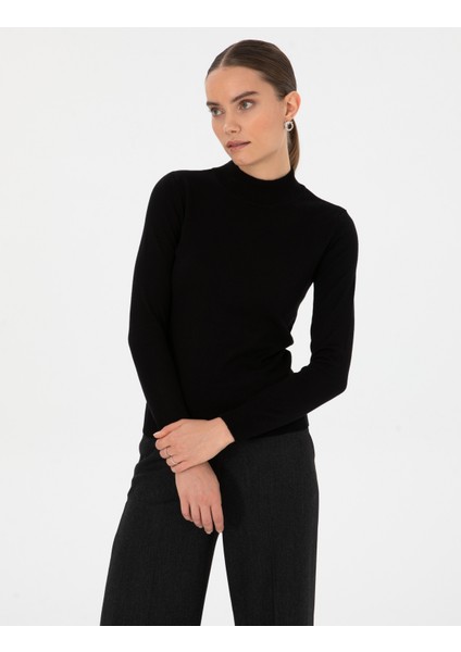 Kadın Siyah Slim Fit Basic Kazak 50315768-VR046 modelleri