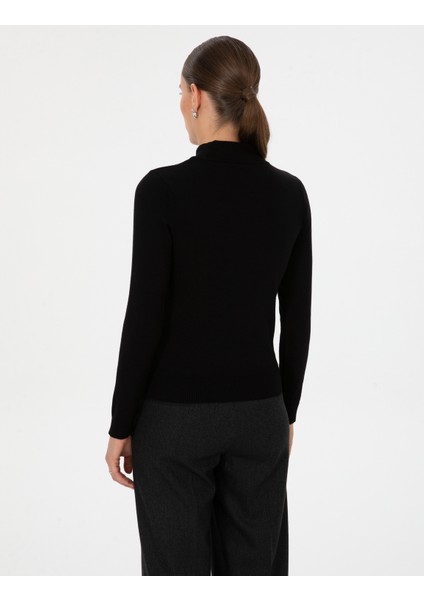 Kadın Siyah Slim Fit Basic Kazak 50315768-VR046 indirimleri