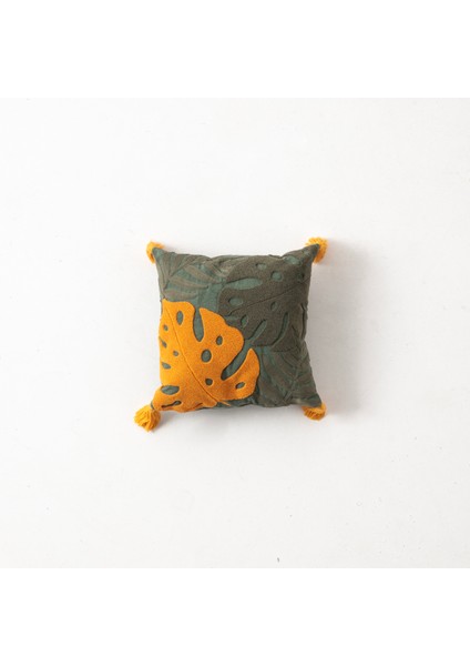 Tekli Çiçekli Punch Işlemeli Nakışlı Dekoratif Premium Kırlent Kılıfı