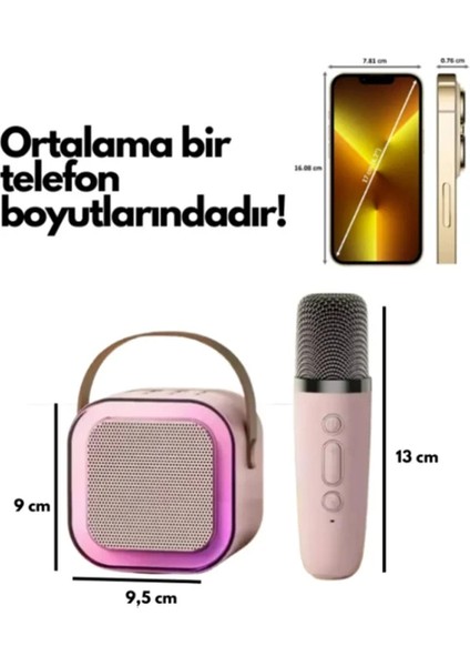 K12 Kablosuz Bluetooth Hoparlör Bej Karaoke 2 Mikrofon Li Ses Efektli Rgb Hd Stereo Ses Usb/sd fiyatları
