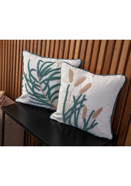 Tekli Çiçekli Punch Işlemeli Nakışlı Dekoratif Premium Kırlent Kılıfı fırsatları