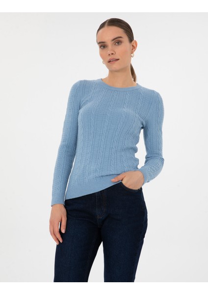 Kadın Açık Mavi Ex. Slim Fit Kazak 50316334-VR003