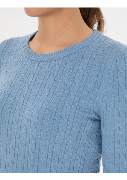 Kadın Açık Mavi Ex. Slim Fit Kazak 50316334-VR003