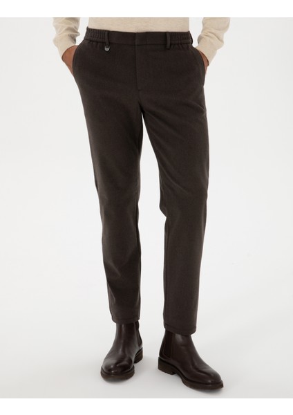 Erkek Kahverengi Slim Fit Flanel Dokulu Kumaş Pantolon 50317639-VR029 fiyatları